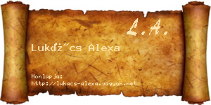Lukács Alexa névjegykártya